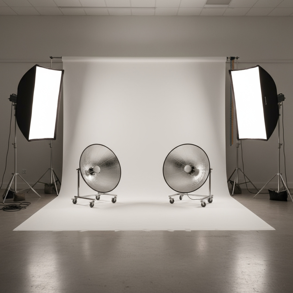 Studio Setup mit Licht und Hintergründen